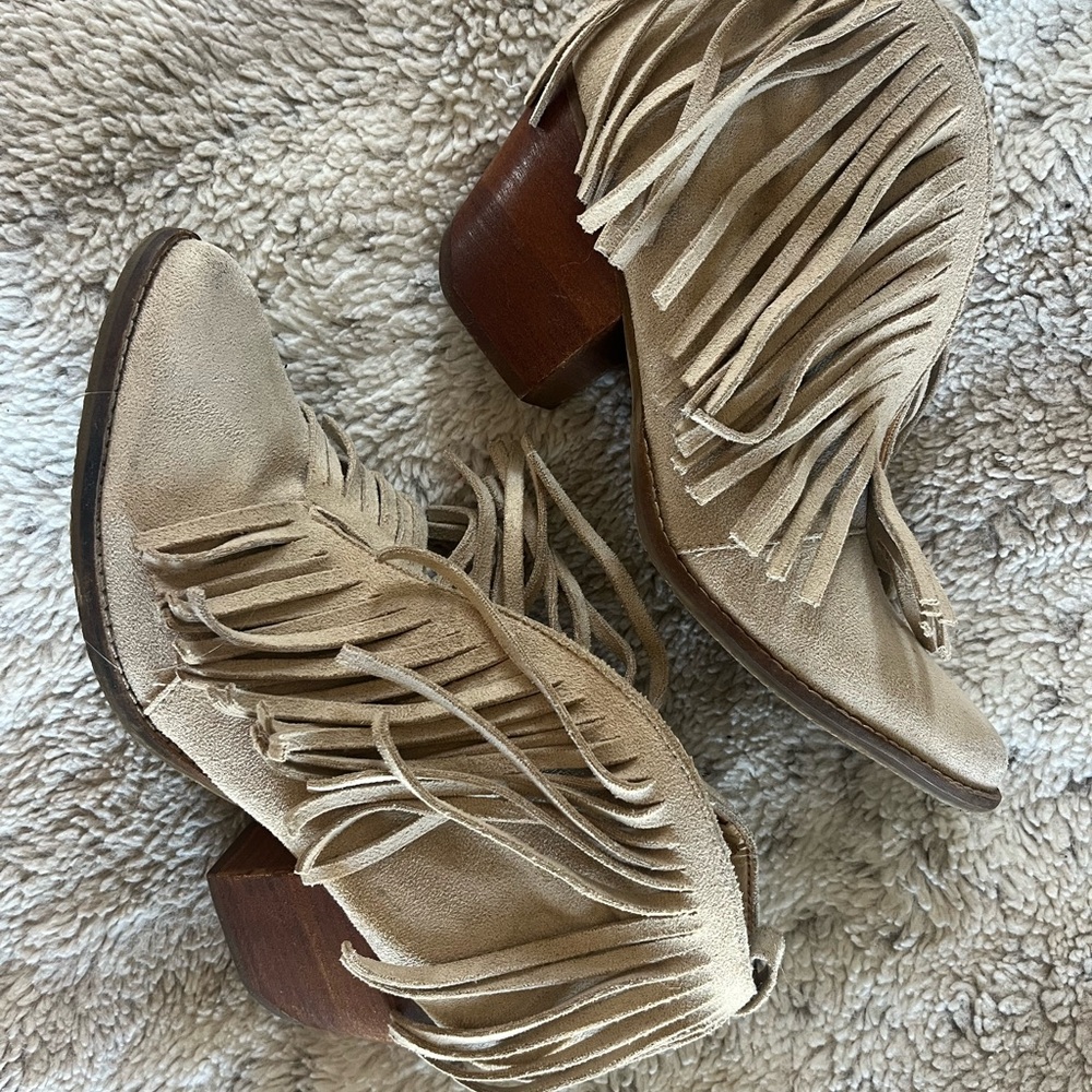 Coconuts by Matisse Fringe Ankle Boots - Cream